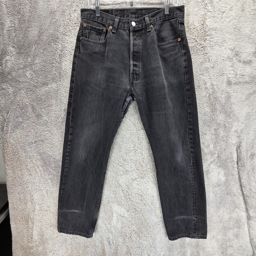 Vintage Levis 501 Jeans Womens Black Straight Button Fly Made in USA Fits 31x28